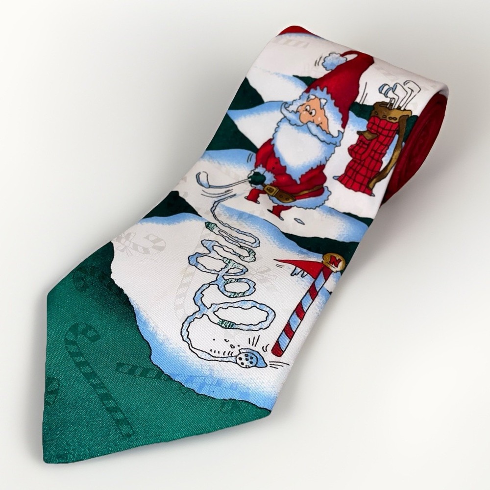 Hallmark Yule Tie Greetings Christmas Neck‎ Tie Santa Golf Reindeer